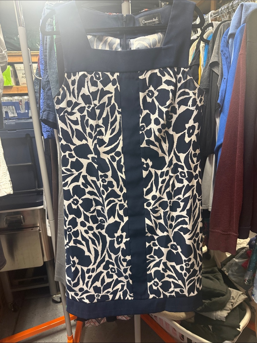 connected apparel Navy and White Floral dress
